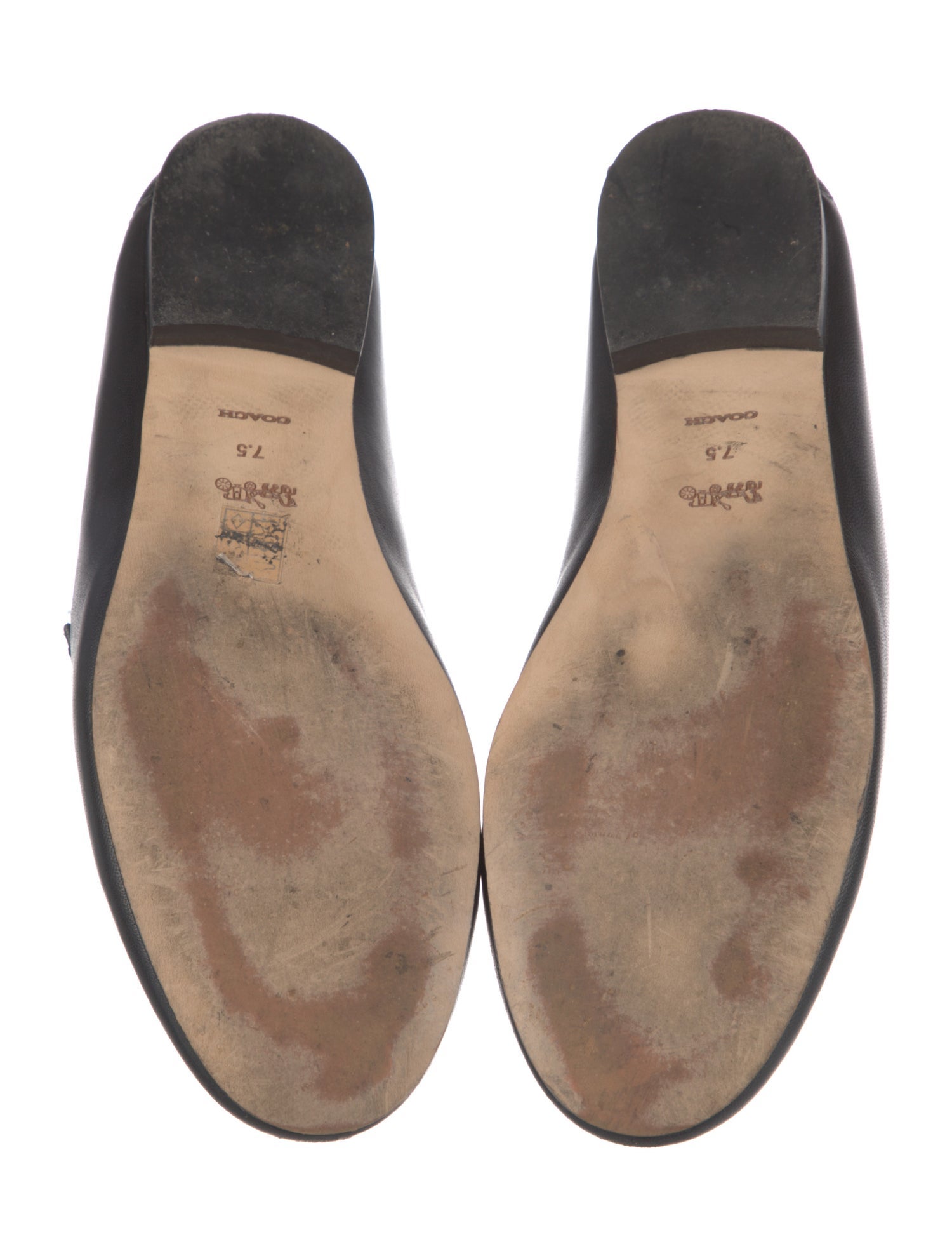 Coach Leather Chain-Link Accents Loafers